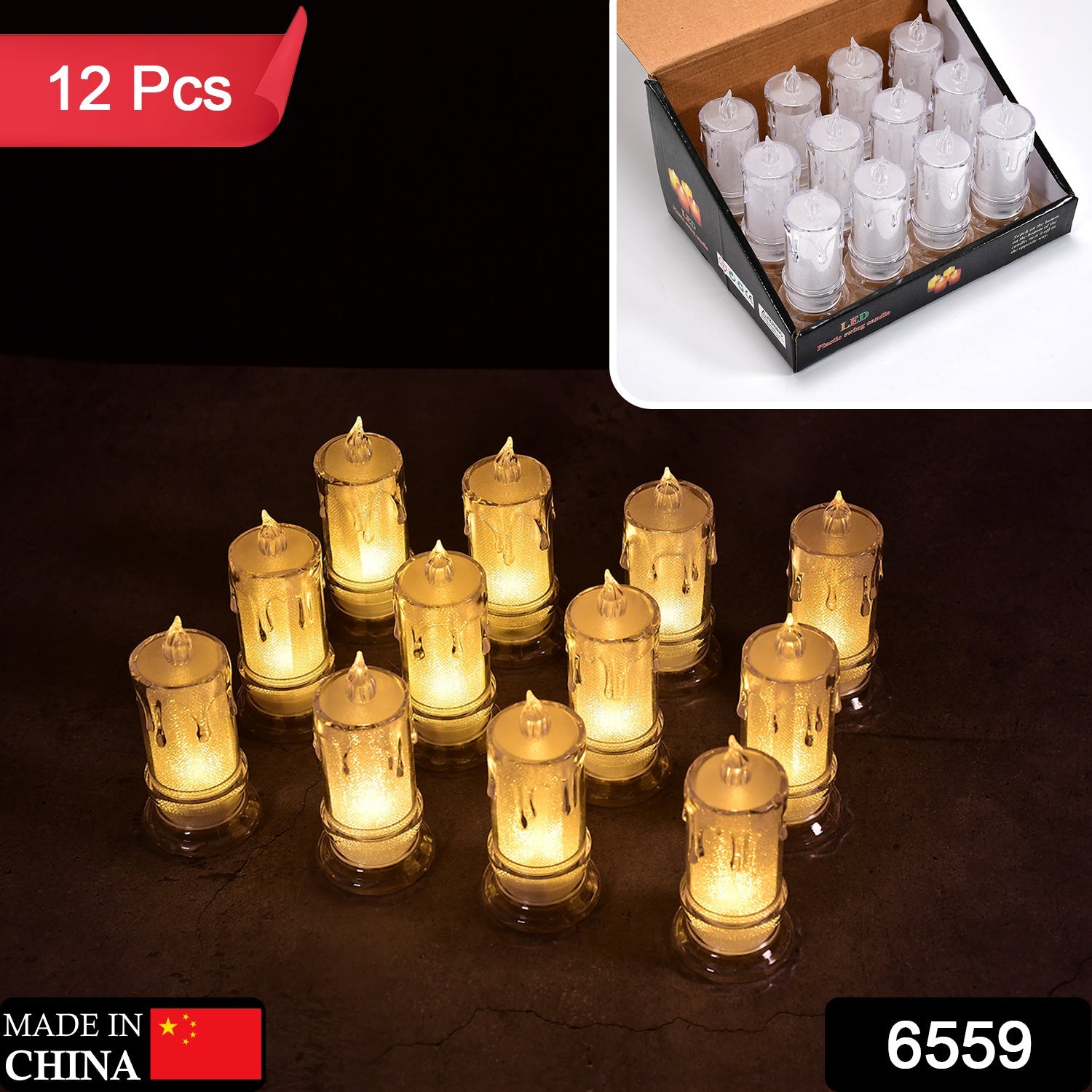 6559 BIG SIZE FLAMELESS MELTED DESIGN CANDLES FOR DECORATION (SET OF 12PC) DeoDap 6559 BIG SIZE FLAMELESS MELTED DESIGN CANDLES FOR DECORATION (SET OF 12PC) DeoDap
